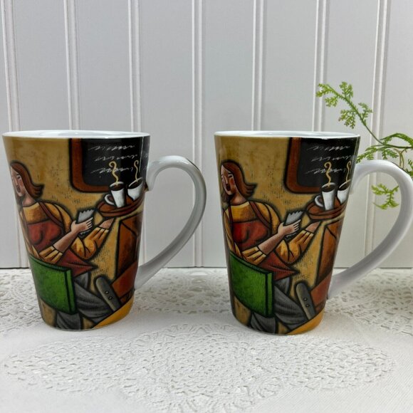Joie de Vivre by MSC International Multicolor Coffee Cup/Mug Set Of 2 - Picture 1 of 11